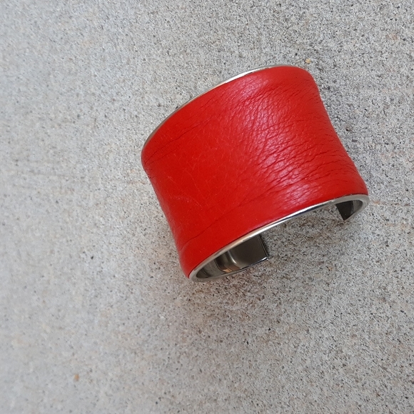 Red Lambskin Leather Cuff Bracelet/ Minimalist/ Handcrafted by J.Monique - Picture 12 of 12